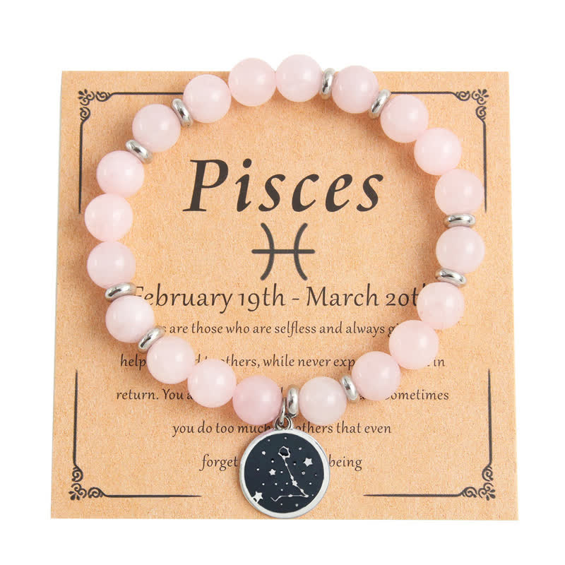 Pulsera de acero inoxidable con cuentas del zodíaco de piedra natural de Olivenorma