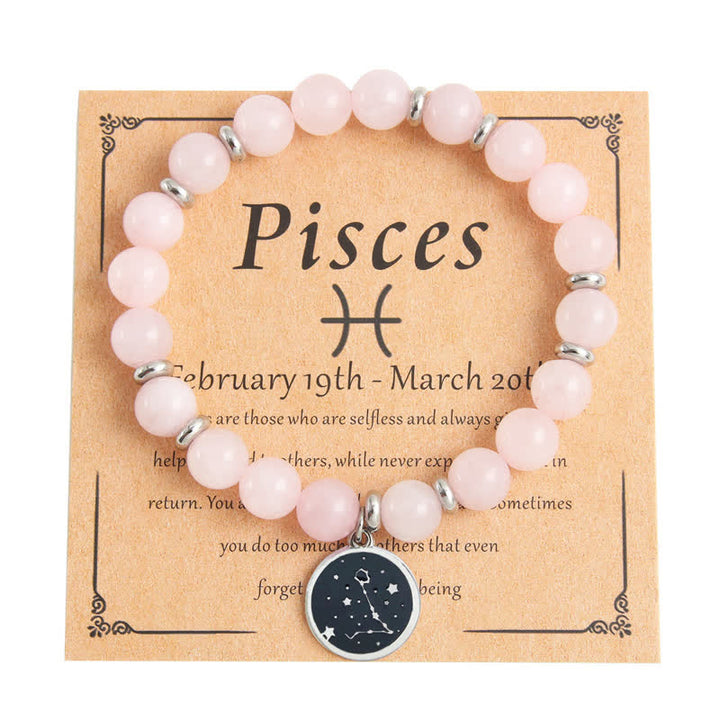 Pulsera de acero inoxidable con cuentas del zodíaco de piedra natural de Olivenorma