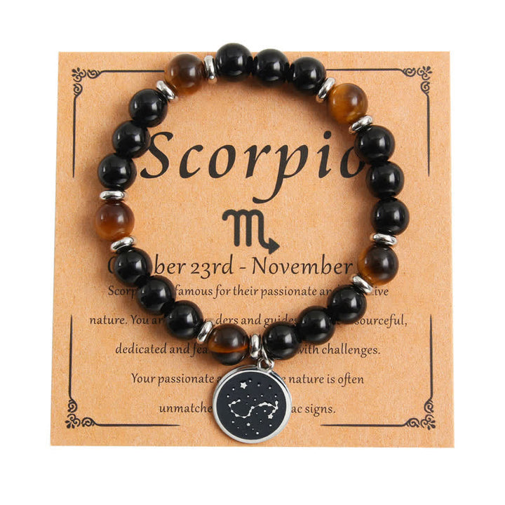 Pulsera de acero inoxidable con cuentas del zodíaco de piedra natural de Olivenorma
