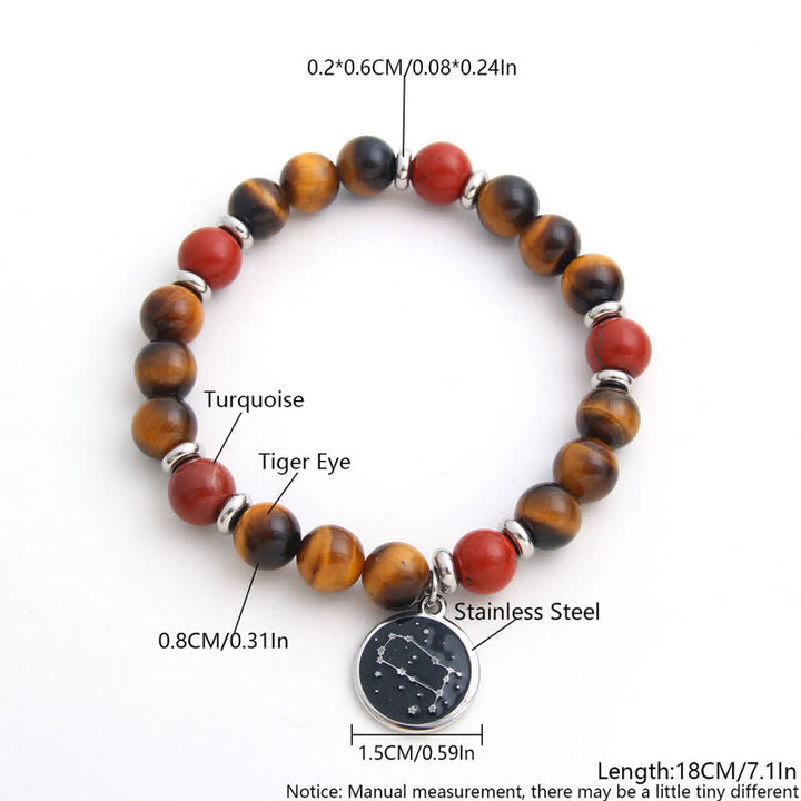 Pulsera de acero inoxidable con cuentas del zodíaco de piedra natural de Olivenorma