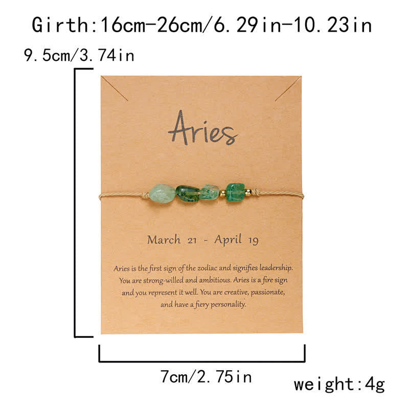 Pulsera ajustable con cuentas de piedra irregular de Olivenorma con signos astrológicos