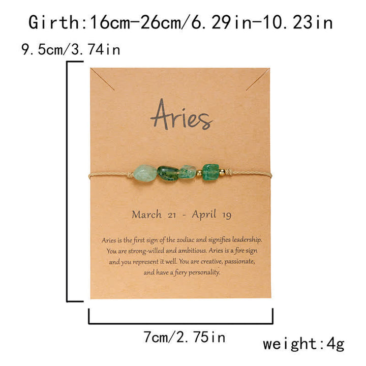Pulsera ajustable con cuentas de piedra irregular de Olivenorma con signos astrológicos