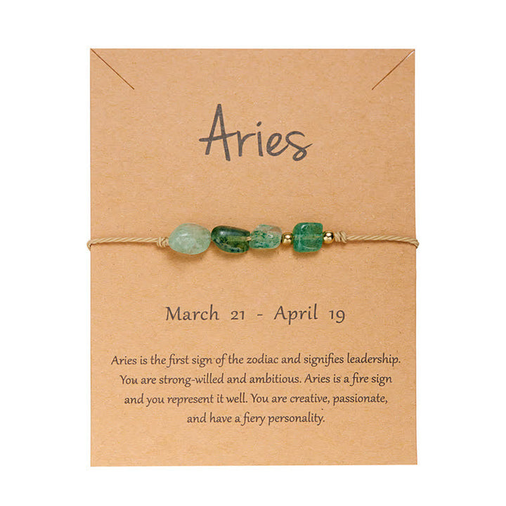 Pulsera ajustable con cuentas de piedra irregular de Olivenorma con signos astrológicos