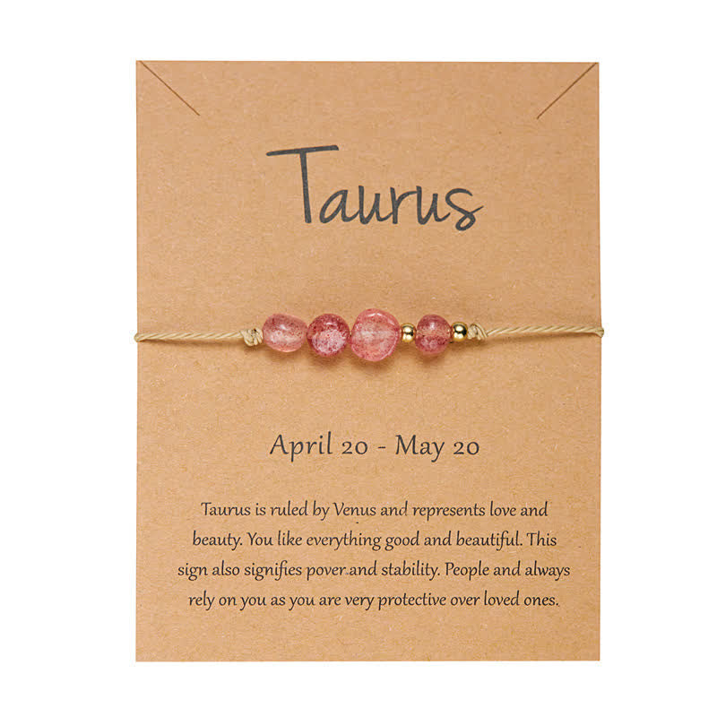 Pulsera ajustable con cuentas de piedra irregular de Olivenorma con signos astrológicos