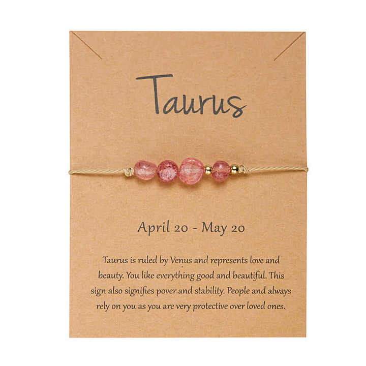 Pulsera ajustable con cuentas de piedra irregular de Olivenorma con signos astrológicos