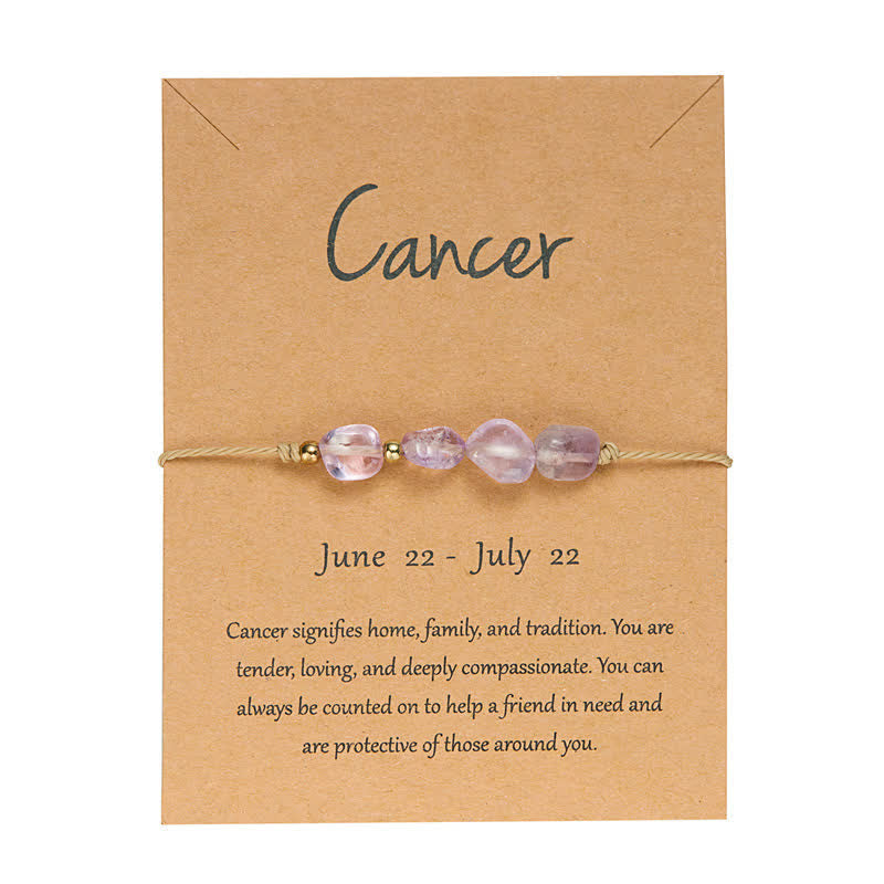 Pulsera ajustable con cuentas de piedra irregular de Olivenorma con signos astrológicos