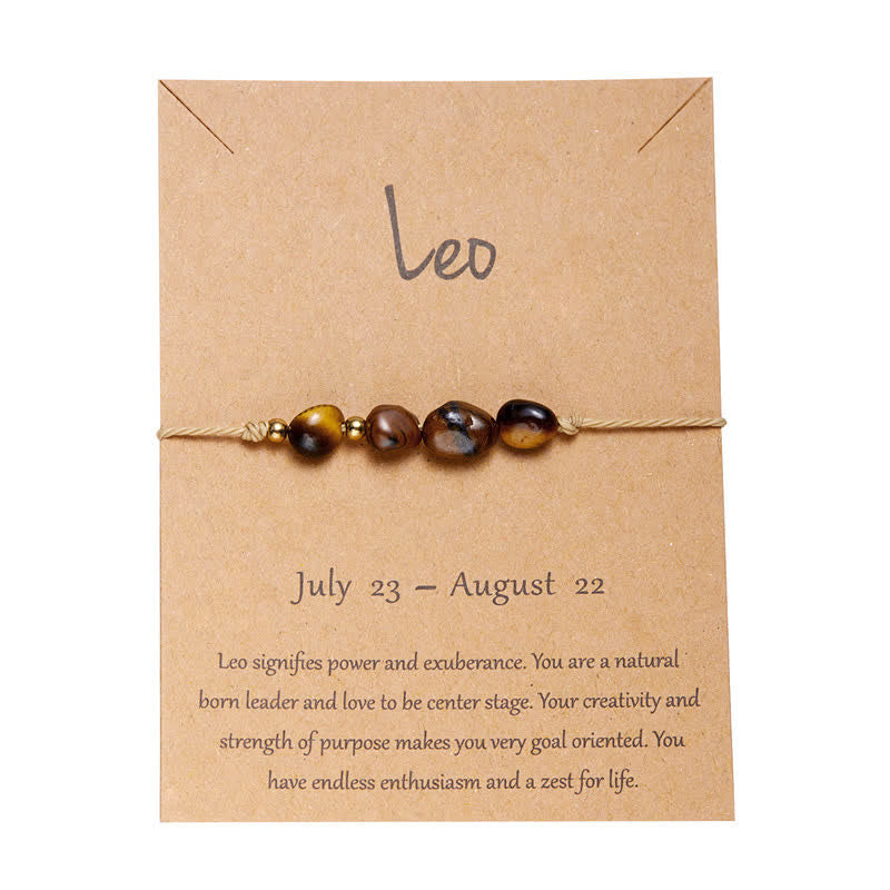 Pulsera ajustable con cuentas de piedra irregular de Olivenorma con signos astrológicos