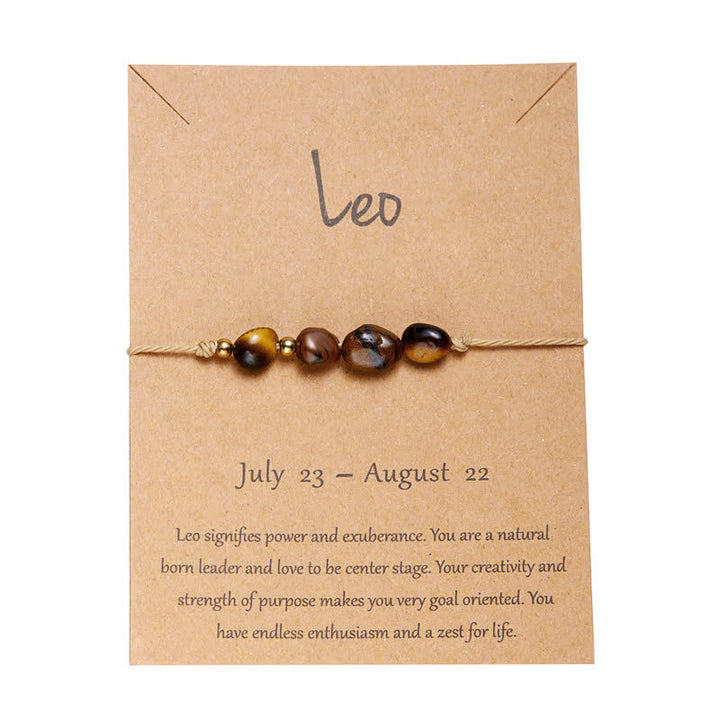Pulsera ajustable con cuentas de piedra irregular de Olivenorma con signos astrológicos