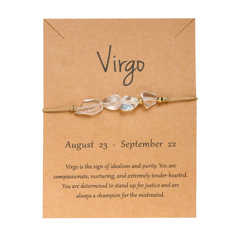 Pulsera ajustable con cuentas de piedra irregular de Olivenorma con signos astrológicos