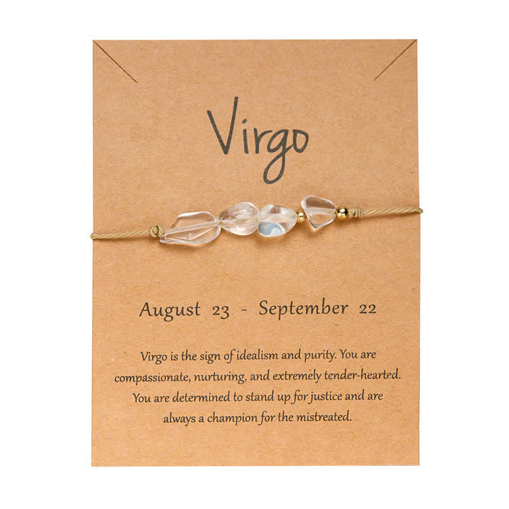 Pulsera ajustable con cuentas de piedra irregular de Olivenorma con signos astrológicos