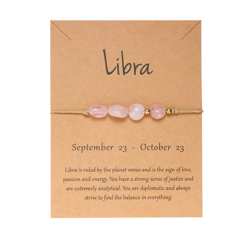 Pulsera ajustable con cuentas de piedra irregular de Olivenorma con signos astrológicos