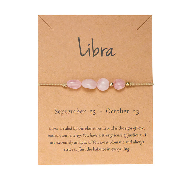 Pulsera ajustable con cuentas de piedra irregular de Olivenorma con signos astrológicos
