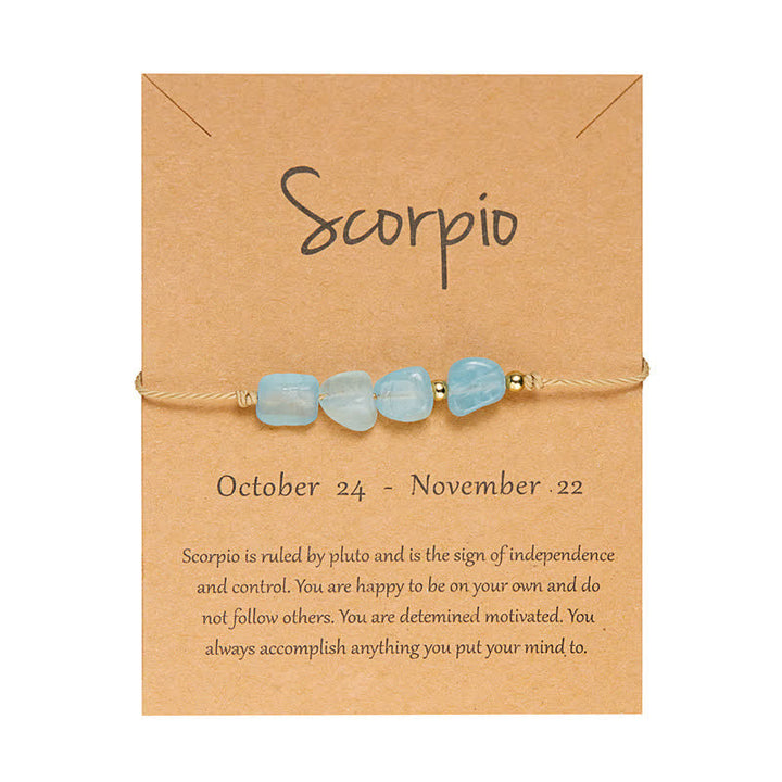 Pulsera ajustable con cuentas de piedra irregular de Olivenorma con signos astrológicos