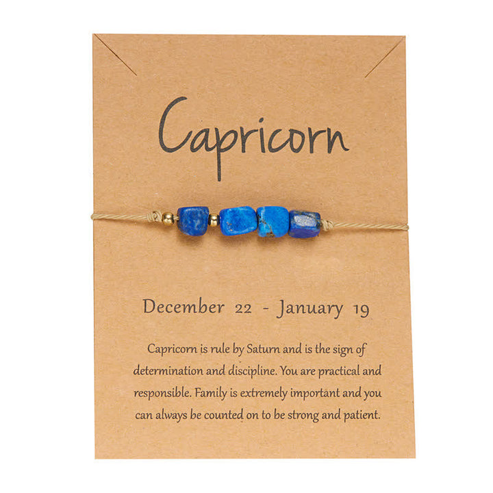 Pulsera ajustable con cuentas de piedra irregular de Olivenorma con signos astrológicos
