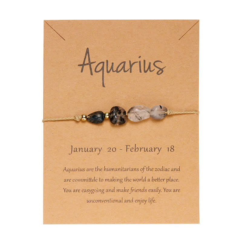 Pulsera ajustable con cuentas de piedra irregular de Olivenorma con signos astrológicos