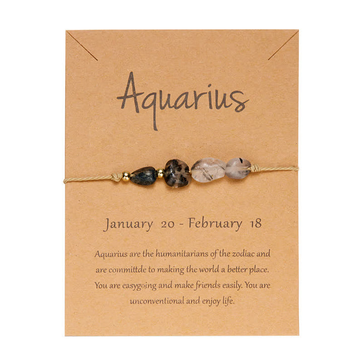 Pulsera ajustable con cuentas de piedra irregular de Olivenorma con signos astrológicos