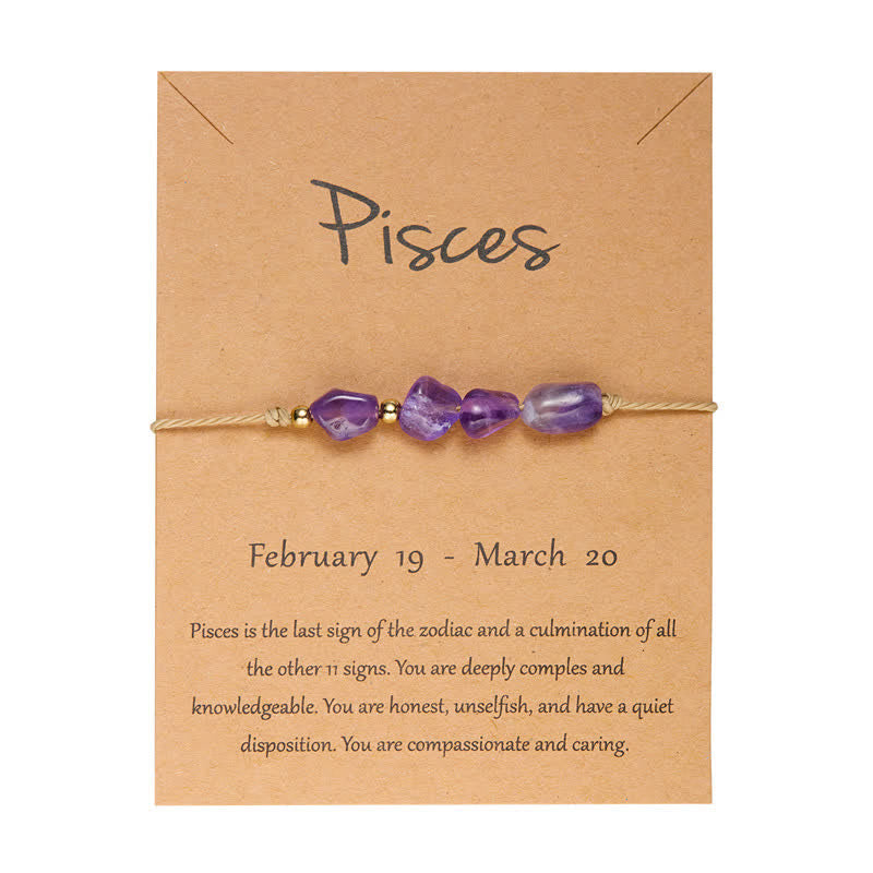 Pulsera ajustable con cuentas de piedra irregular de Olivenorma con signos astrológicos