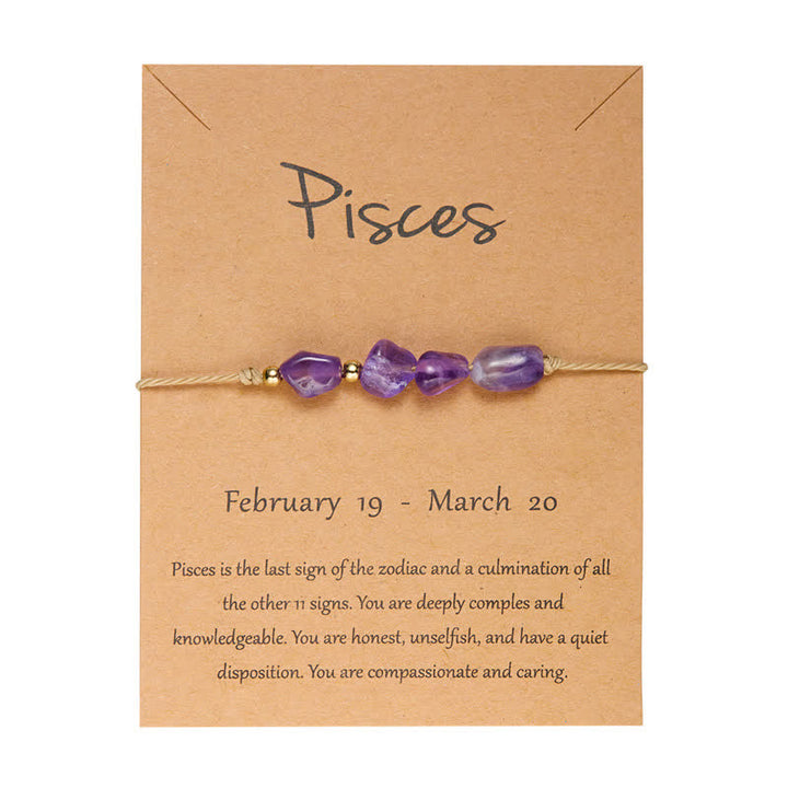 Pulsera ajustable con cuentas de piedra irregular de Olivenorma con signos astrológicos