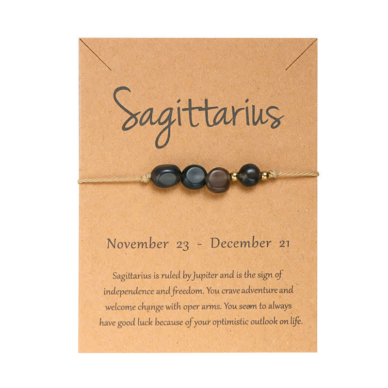 Pulsera ajustable con cuentas de piedra irregular de Olivenorma con signos astrológicos