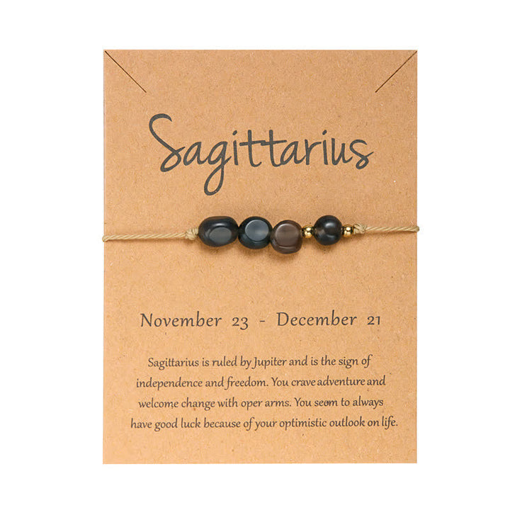 Pulsera ajustable con cuentas de piedra irregular de Olivenorma con signos astrológicos