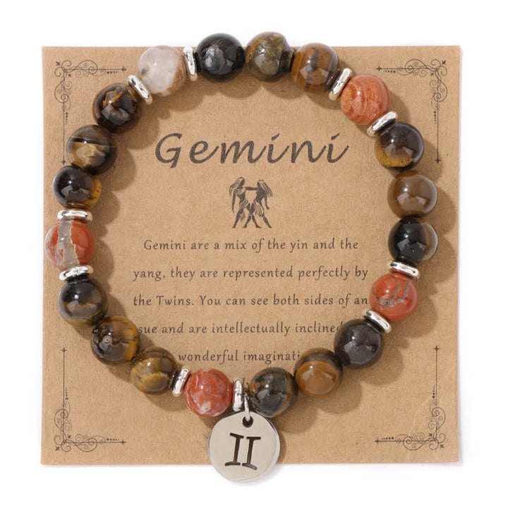 Pulsera con colgante del zodiaco de cuentas de piedra natural de 8 mm de Olivenorma 