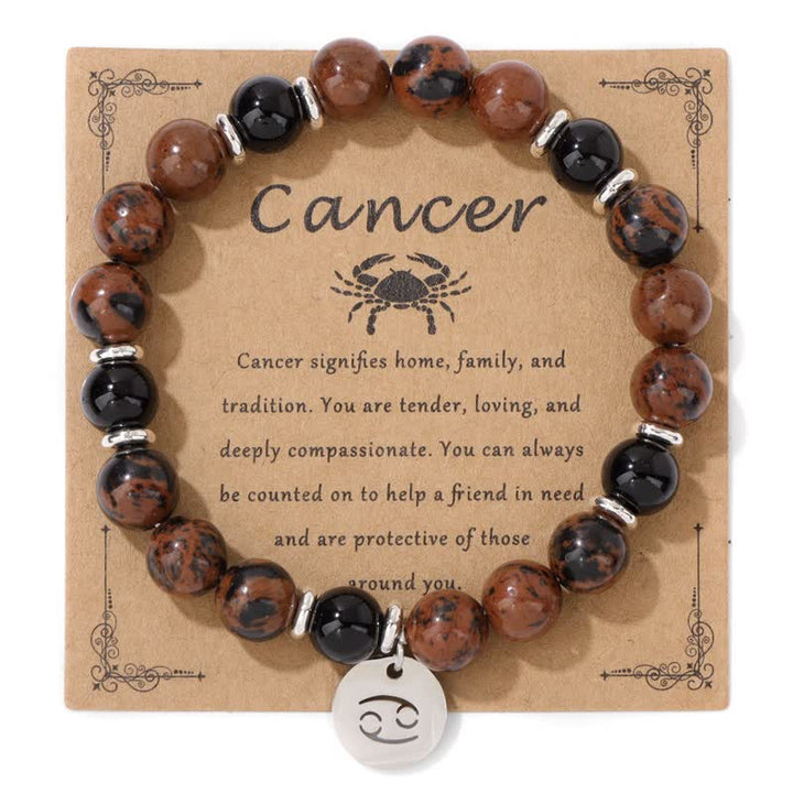Pulsera con colgante del zodiaco de cuentas de piedra natural de 8 mm de Olivenorma 
