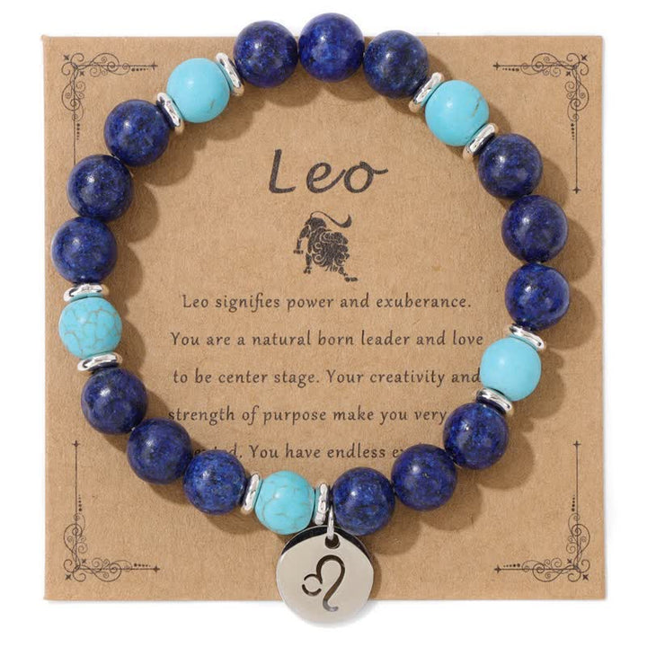 Pulsera con colgante del zodiaco de cuentas de piedra natural de 8 mm de Olivenorma 