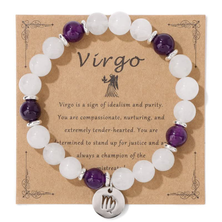 Pulsera con colgante del zodiaco de cuentas de piedra natural de 8 mm de Olivenorma 