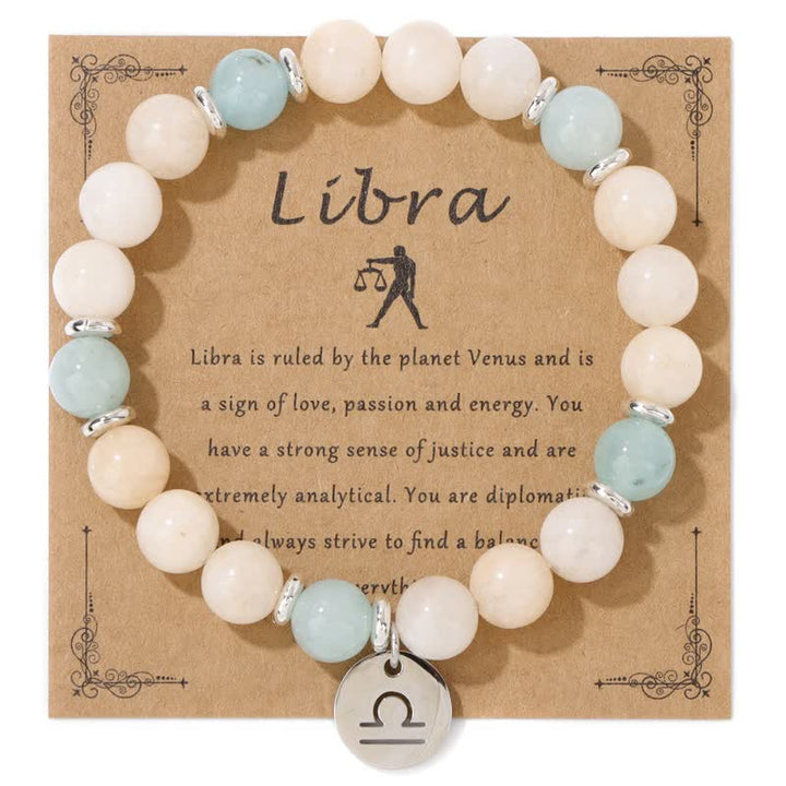 Pulsera con colgante del zodiaco de cuentas de piedra natural de 8 mm de Olivenorma 