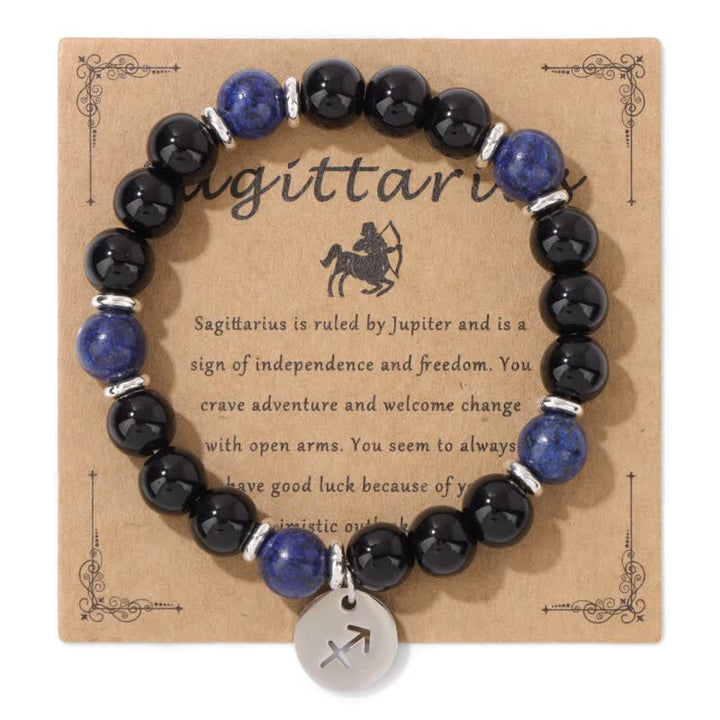 Pulsera con colgante del zodiaco de cuentas de piedra natural de 8 mm de Olivenorma 