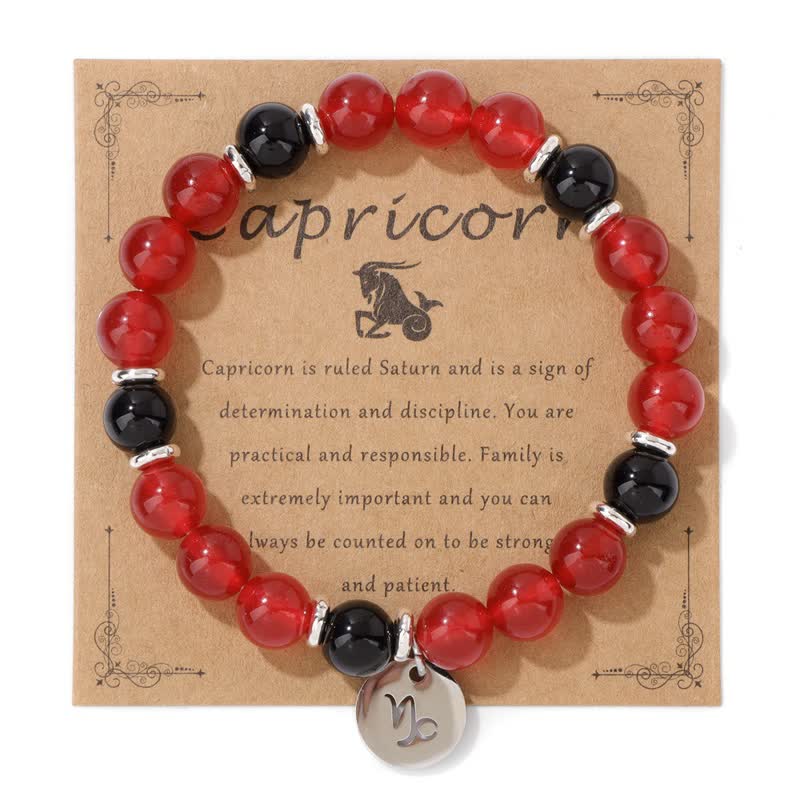 Pulsera con colgante del zodiaco de cuentas de piedra natural de 8 mm de Olivenorma 