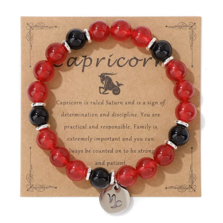 Pulsera con colgante del zodiaco de cuentas de piedra natural de 8 mm de Olivenorma 