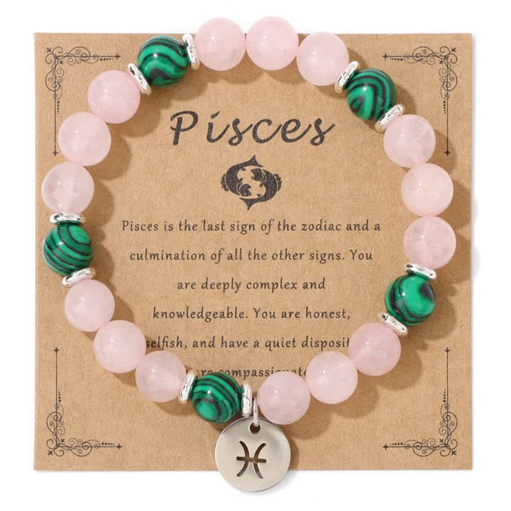 Pulsera con colgante del zodiaco de cuentas de piedra natural de 8 mm de Olivenorma 
