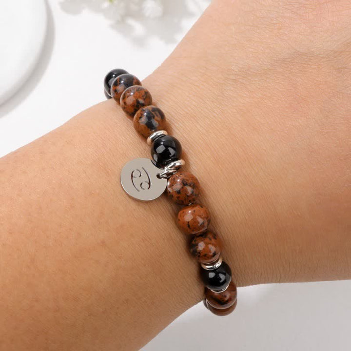 Pulsera con colgante del zodiaco de cuentas de piedra natural de 8 mm de Olivenorma 