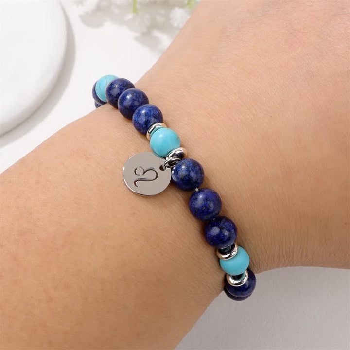 Pulsera con colgante del zodiaco de cuentas de piedra natural de 8 mm de Olivenorma 