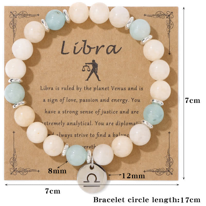 Pulsera con colgante del zodiaco de cuentas de piedra natural de 8 mm de Olivenorma 