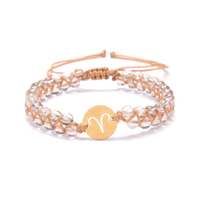 Pulsera de doble cuenta del zodíaco tejida a mano con piedra natural de Olivenorma 