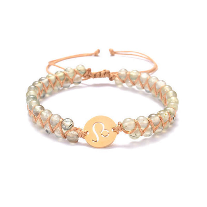 Pulsera de doble cuenta del zodíaco tejida a mano con piedra natural de Olivenorma 