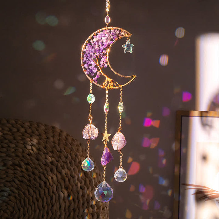 Colgante de luna con amatista y atrapasol de Olivenorma 