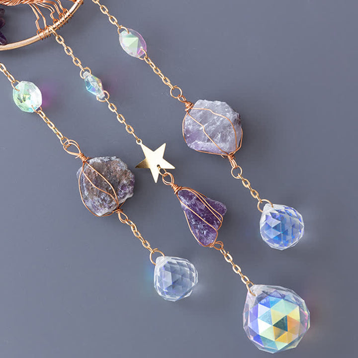 Colgante de luna con amatista y atrapasol de Olivenorma 
