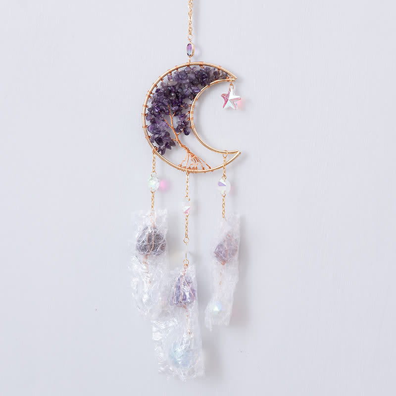 Colgante de luna con amatista y atrapasol de Olivenorma 