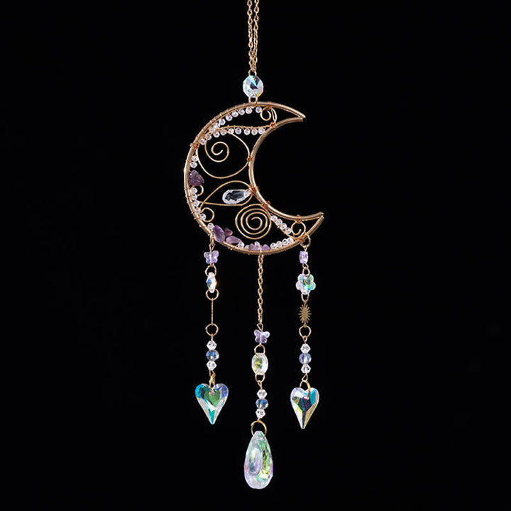 Colgante de luna con amatista y cuerda manual de Olivenorma, atrapasol, carillón de viento
