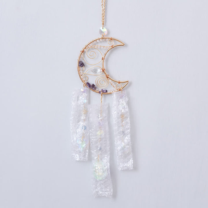 Colgante de luna con amatista y cuerda manual de Olivenorma, atrapasol, carillón de viento