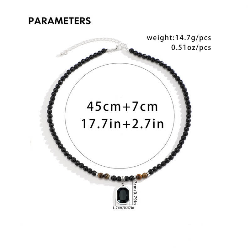 Collar para hombre con cuentas de piedra natural de ónix negro de Olivenorma