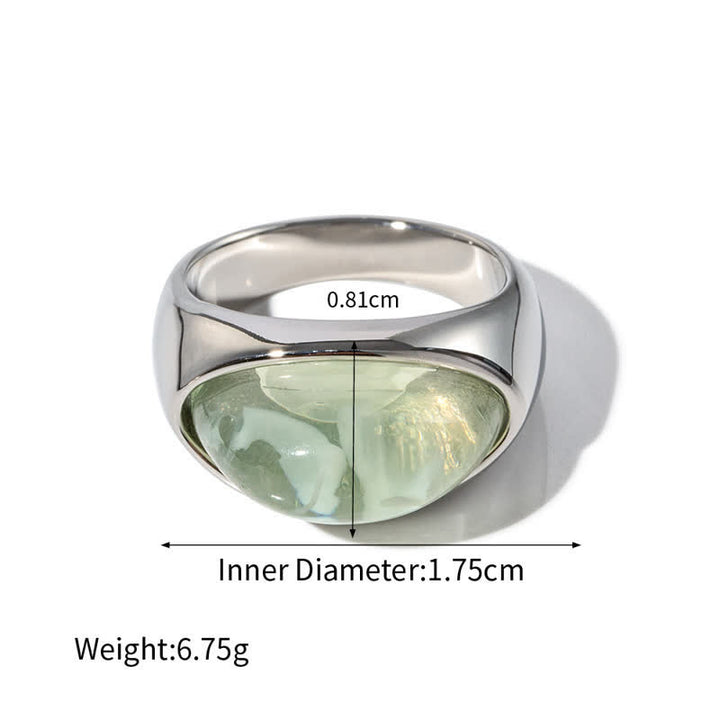 Anillo de acero inoxidable de 18 k con peridoto de cristal transparente de Olivenorma