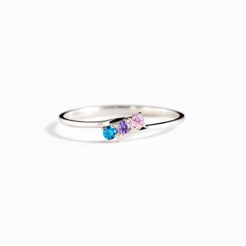 Anillo de diamantes con piedra natal en plata de ley S925 de Olivenorma