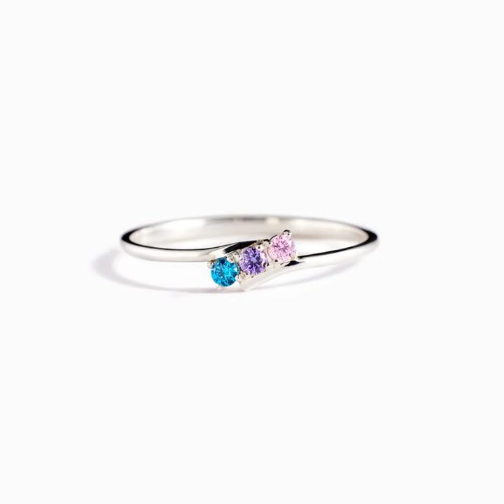 Anillo de diamantes con piedra natal en plata de ley S925 de Olivenorma