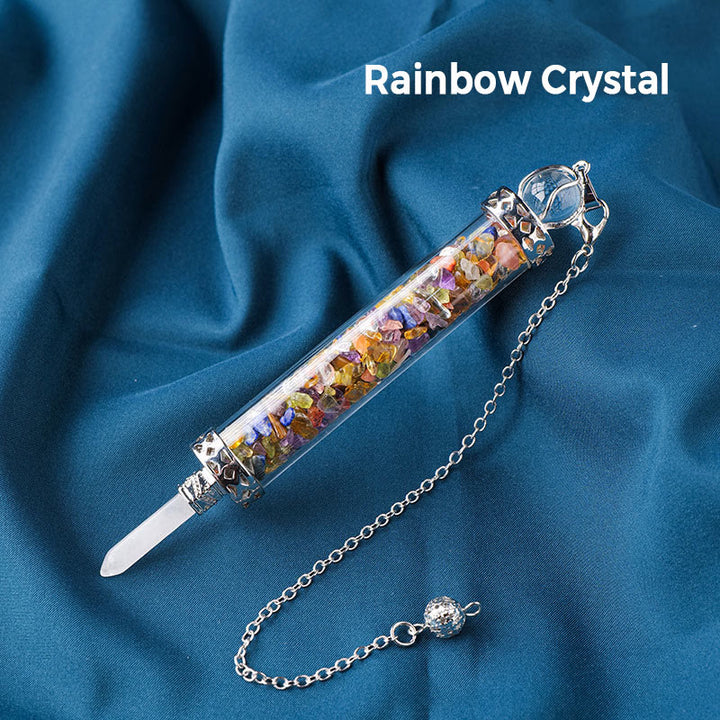 Péndulo de los deseos de los 7 chakras con piedra de cristal natural Olivenorma