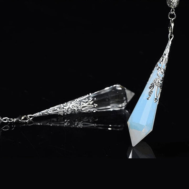 Péndulo de radiestesia de cristal con 24 estilos de piedras preciosas naturales de Olivenorma