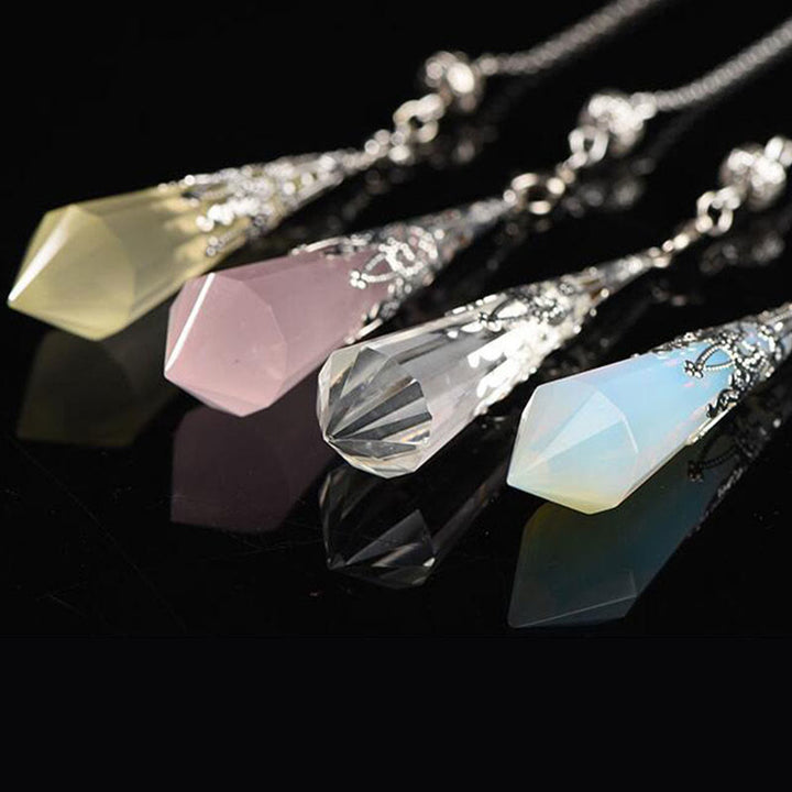 Péndulo de radiestesia de cristal con 24 estilos de piedras preciosas naturales de Olivenorma